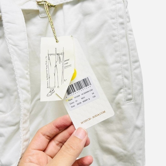 Scotch & Soda Dax Loose Fit Belted White Pants Mens NWT - Picture 6 of 9